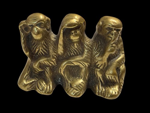 Vintage brass wise monkeys - 3,