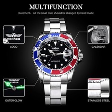 watch winner red and blue mechanical wind up no battery needed Christmas gift
