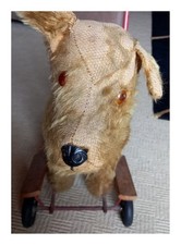 Vintage Ride Toy Dog on Wheels, Pedigree-Mohair, Classic Children’s Toy,
