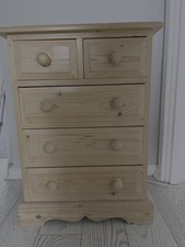 used waxed pine bedside table - two small drawers at the top plus three larger 