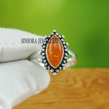 Amber Gemstone 925 sterling silver Handmade Gift Ring US size 5 to 13