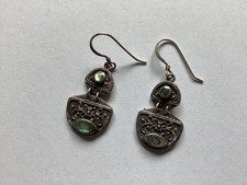 Gorgeous Abalone Design Drop Earrings 925 Silver