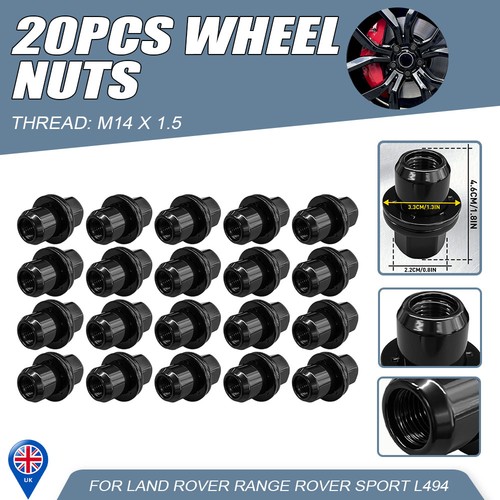 20pcs wheel nuts black - black, for