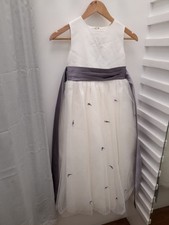 Forever Young Ivory Girls Bridesmaid/Flower Girl Dress with Lilac Trim 26"(H20)