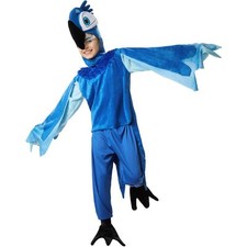Unisex Costume Blue Parrot Macaw Bird Outfit Tail Plush Carnival Party