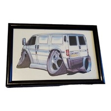 Transit Van Car White Koolart Cartoon Photo Framed Gift Garage Xmas Gift UK