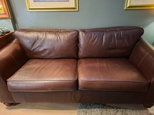 Marks and Spencer Brown Leather Sofa -  4 seater