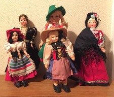 Vintage Creepy Eros Style National Costume Dolls Bundle Lot Flirty Eyes