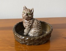Wade Ceramic Cat In A Basket