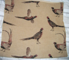 DUNELM  PHEASANTS SOFA CUSHION COVER  on BISCUIT BEIGE BACKGROUND 43 x 43 cms
