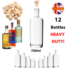 12 Glass Bottles T Cork 500ml 700ml 750ml Liquor Juice Vodka Gin Whisky Storage