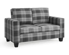 2 Seater Velvet Fabric Sofa Fabric Tartan Sofa In A Box Couch Settee Wooden Legs