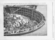 FORTH BRIDGE Caisson in the Process of Sinking Antique Print 1890