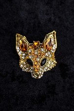 Fox head brooch statement - fox,