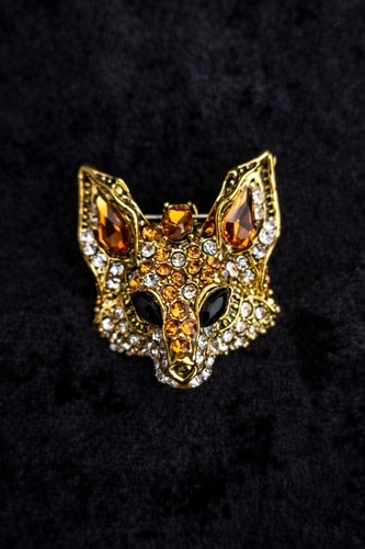 Fox head brooch - brooch, statement