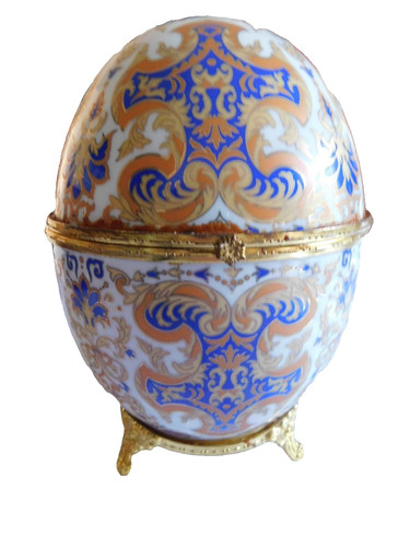 Large porcelain egg trinket - large,