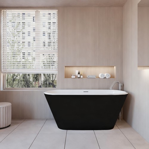 Modern matt black - black, 1500x720mm