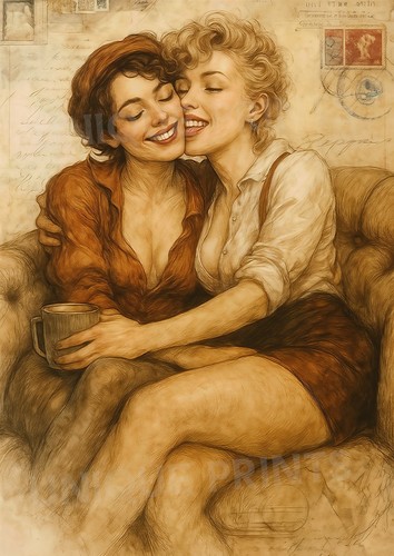 Vintage lesbian couple - lesbian, art