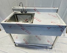 Stainless Steel Freestanding Sink 1.2m/120cm / Single Bowl + Right Hand Drainer