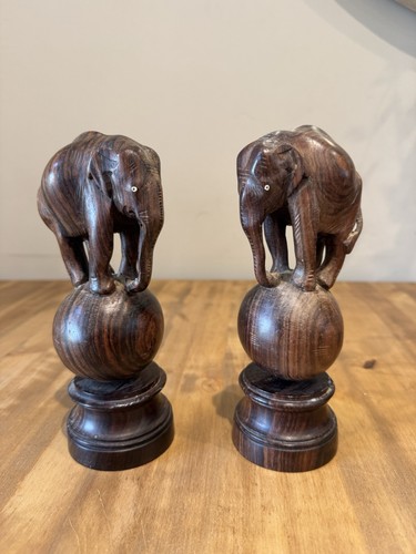Pair vintage antique carved - pair, of