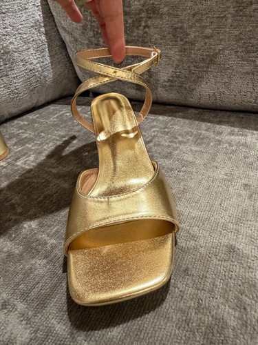Gold peep toe shoes - , with