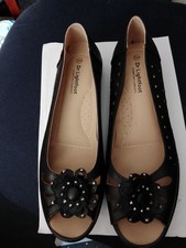 E width Ladies Women Cushioned Peep Toe  Low Wedge Slip On Shoes Sandals UK 8