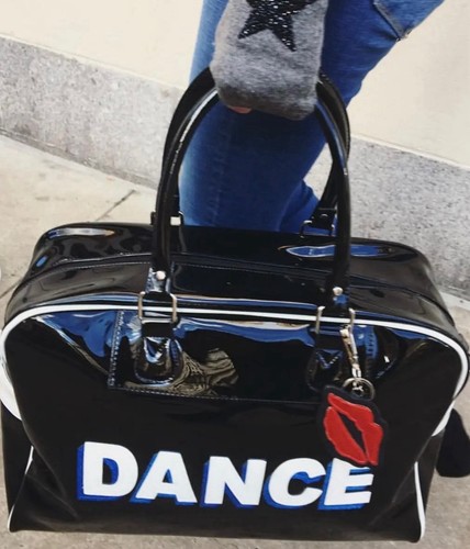 Black patent vinyl dance bag - patent,