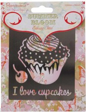 Xcut steel template embossing stencil  ' I love cupcakes ' cup cake with cherry