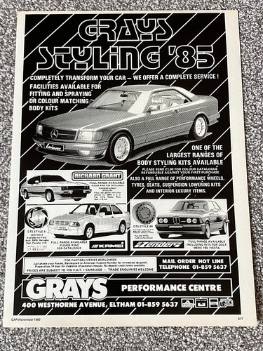 1985 magazine advert grays car - grays,