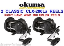 2 NEW OKUMA CLASSIC CLX 200La MULTIPLIER REELS SEA FISHING UPTIDE BOAT TROLLING