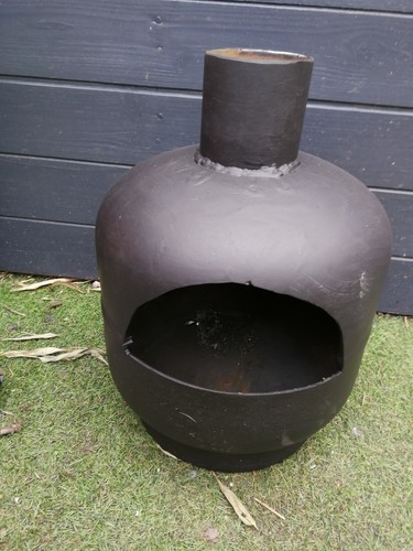 Gas bottle wood burner - wood, burner/log