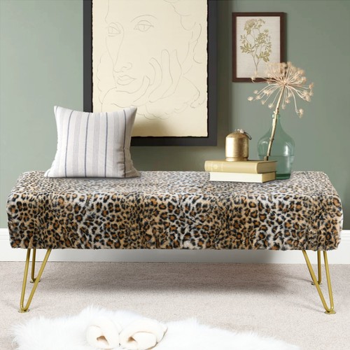 Hst leopard print ottoman - print,