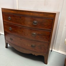 19th Century English Regency Mahogany Bow Front Chest Of Drawers