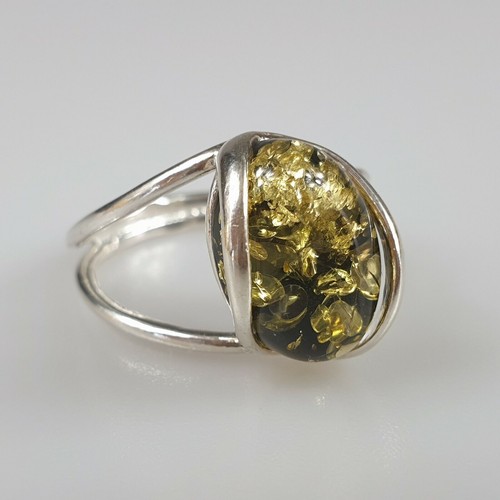Amber ring adjustable sterling - ring,