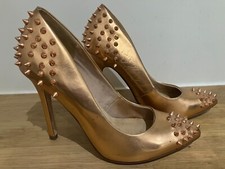 Topshop rose gold metallic studded stiletto court shoes size 37 / 4