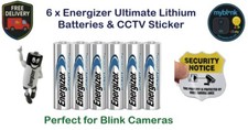 6 x Energizer Ultimate Lithium Long Life AA Batteries + CCTV Window Sticker