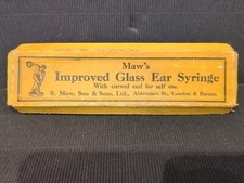 BOXED & COMPLETE MEDICAL INSTRUMENT * MAWS * IMPROVED GLASS EAR SYRINGE