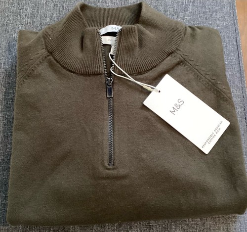 Bnwt mens half zip cotton - m&s,
