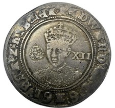 Tudor Edward VI Silver Shilling Tun MM Tower Mint.