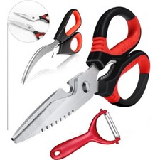 3PC Kitchen Scissors Peeler Set Multipurpose Stainless Steel Food Poultry Shears