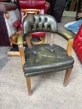 Green Leather Captains Chair Used 