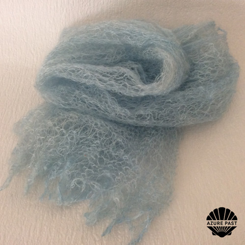 100 wool scarf light blue - scarf,