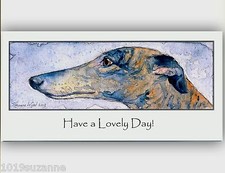 ORIGINAL BRINDLE GREYHOUND DOG PAINTING BIRTHDAY GREETINGS CARD SUZANNE LE GOOD