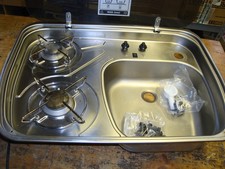 Dometic 2 Burner Gas Hob Sink Compact Combination Unit With Glass Lid HSG 2445