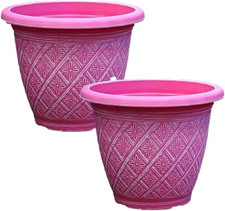 2Pc Round Plastic Plant Pot