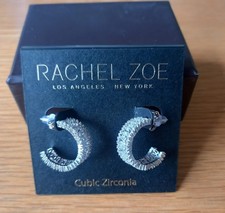 Rachel Zoe Cubic Zirconia Hooped Earrings BNIB