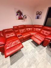  Genuine La-z-boy Lazyboy Electric Red Reclining Sofa, 4 seater *Nappa Leather*