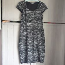Minuet Petite Grey Marl Dress Sz 8 Black Pockets Stretchy