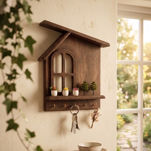 Wooden house key holder - key,