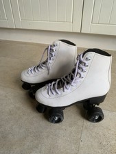 No Fear White Roller Skates Size 4, Lace Up Quad Skates